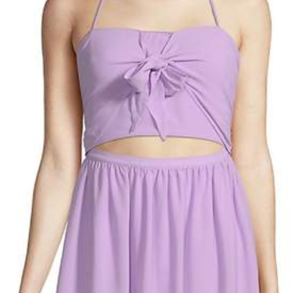 Lea & Viola pastel purple halter cutout midi dress